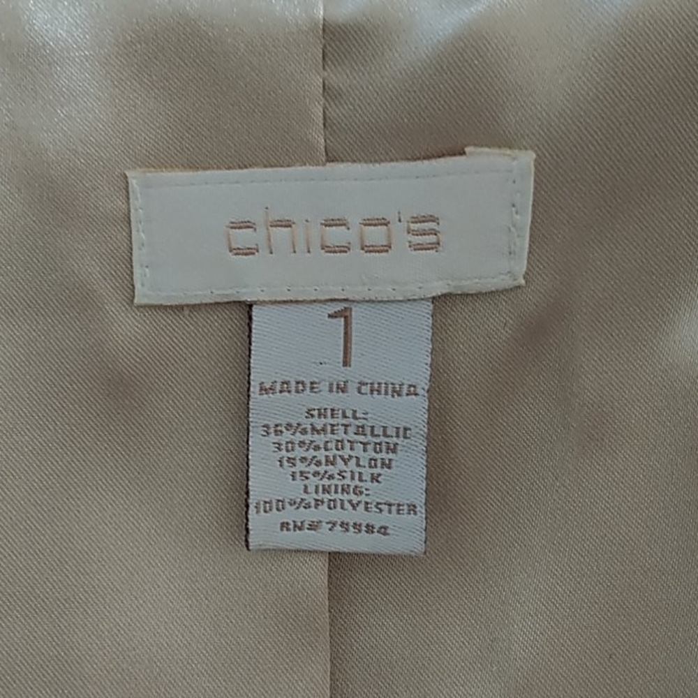 Chico's Gold and Glitter light weight Jacket. M/8 - Picture 7 of 9
